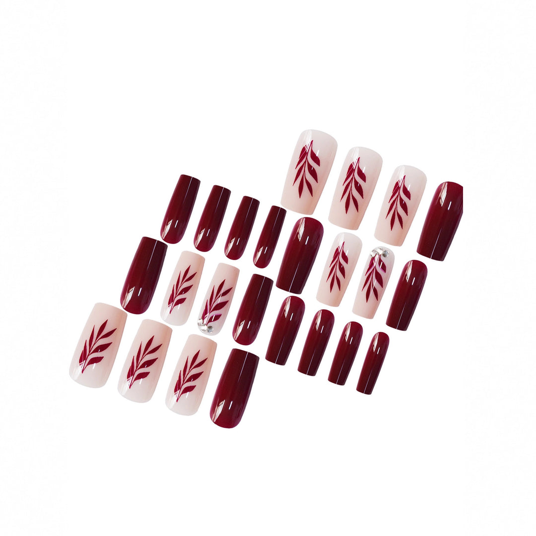 Elegant Leaf-Design Acrylic Nail Art Kalsten
