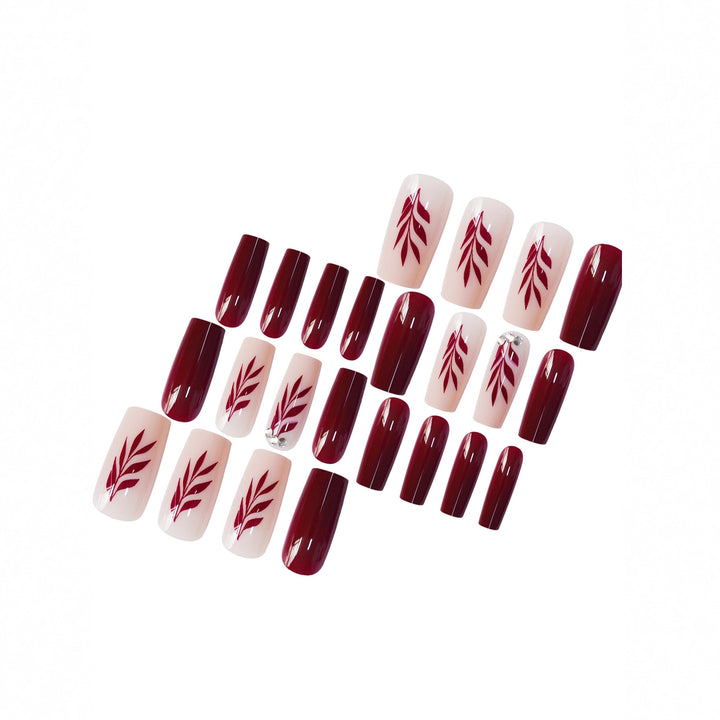 Elegant Leaf-Design Acrylic Nail Art Kalsten