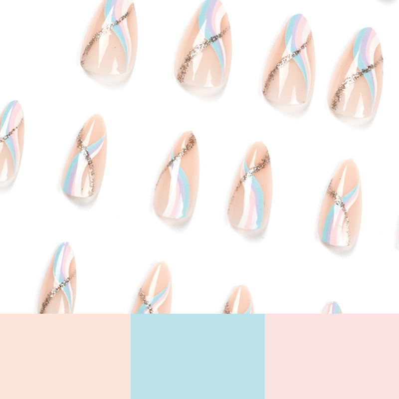 Artistic gel nails with modern gradients and rhinestone accents Kalsten