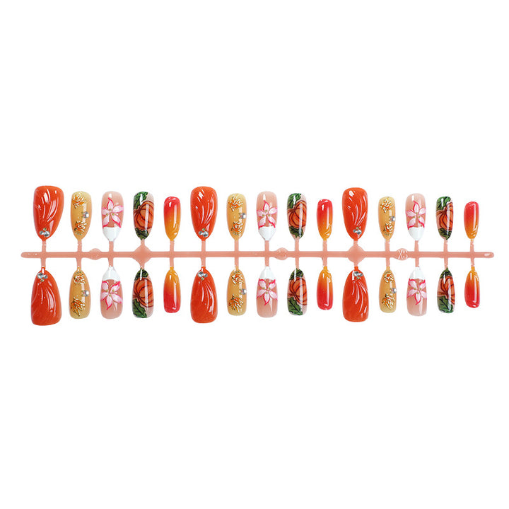 Artistic Fall-Themed Press-On Nail Set