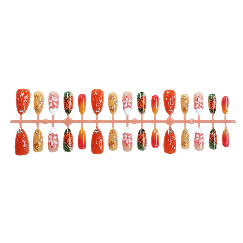 Artistic Fall-Themed Press-On Nail Set