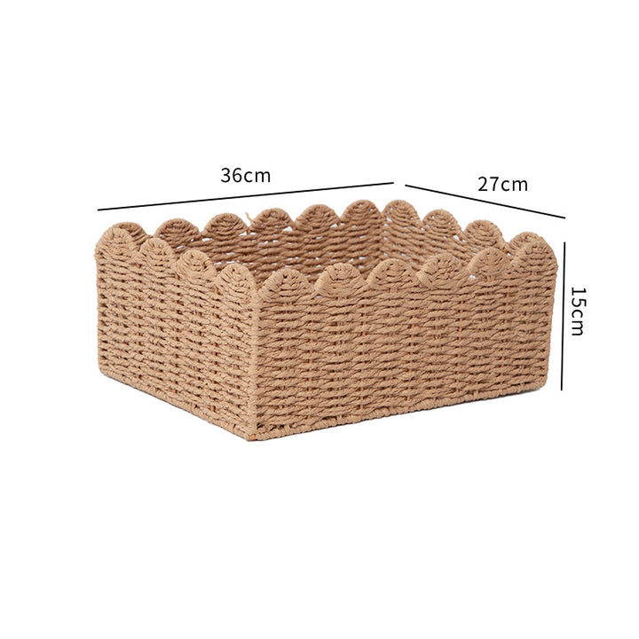 Decorative Woven Storage Tray with Scalloped Edges Kalsten