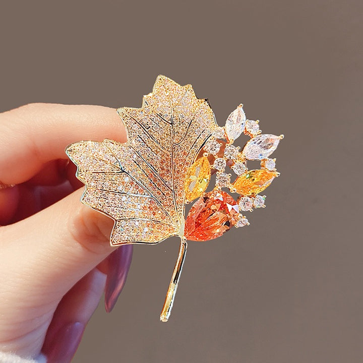 Exquisite leaf brooch with sparkling crystals Kalsten