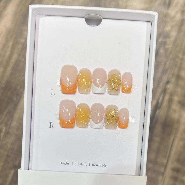 Elegant Stiletto Press-On Nail Set with Floral Accents Kalsten