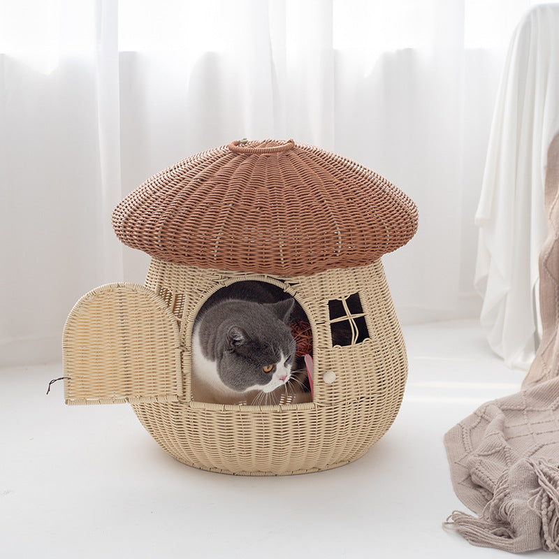 Playful cat basket in mushroom design Kalsten