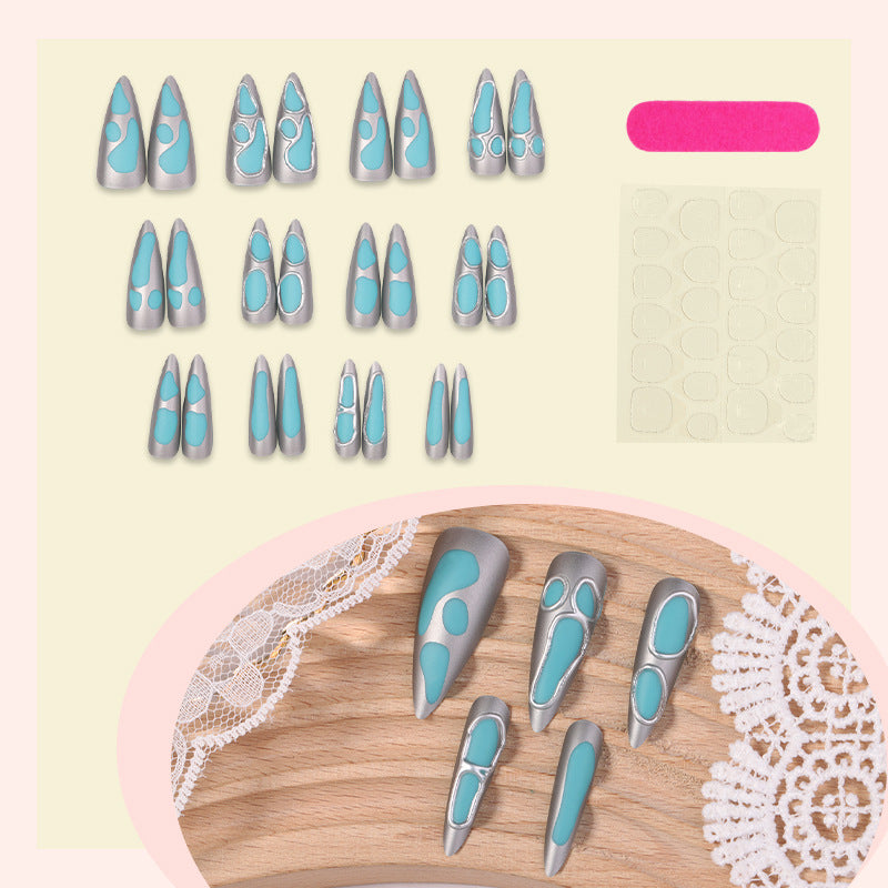 Acrylic nail set with modern geometric designs Kalsten