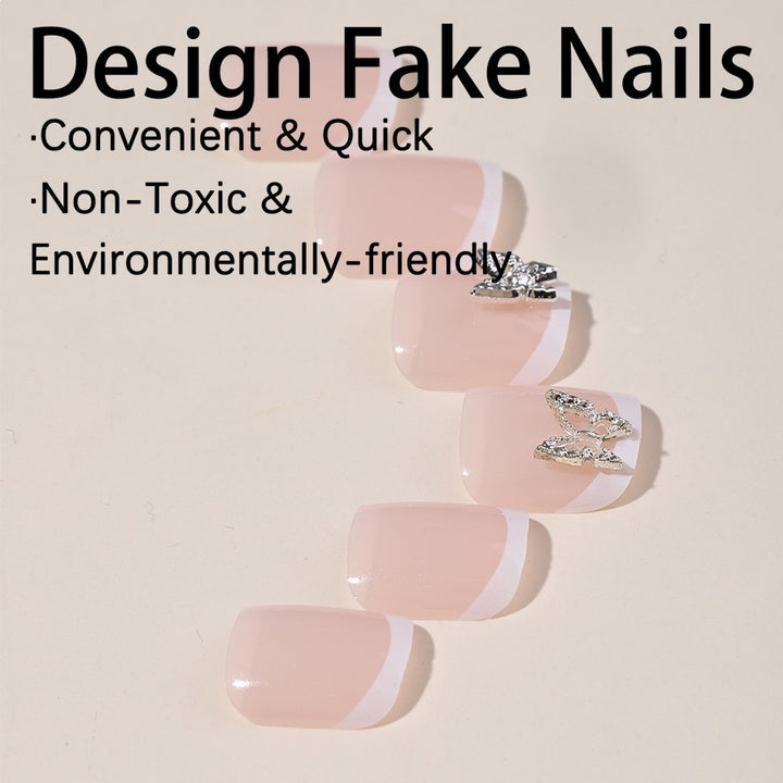 Artificial nail set with delicate decorations and glitter designs Kalsten