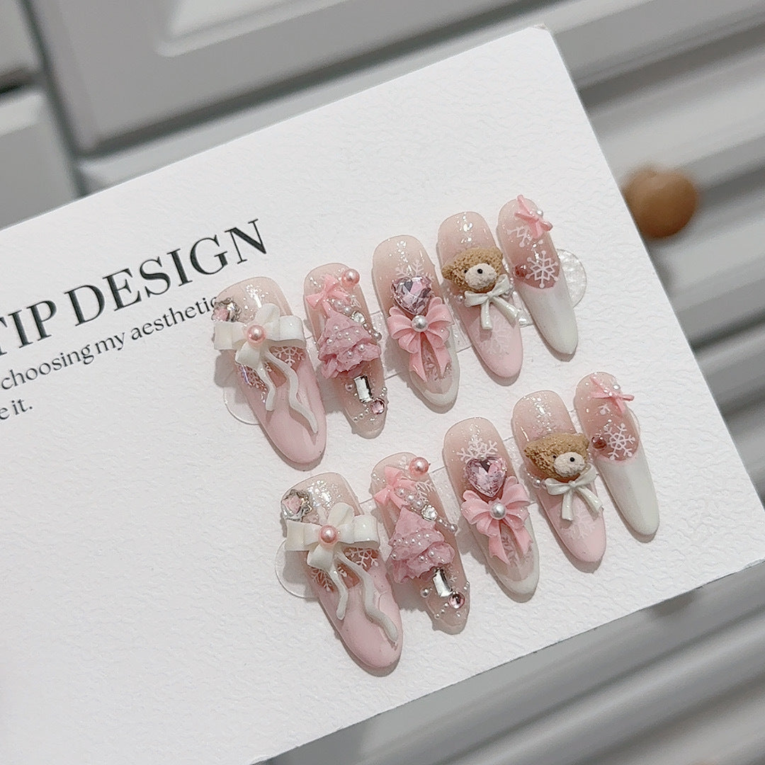 Whimsical Decorative 3D Press-On Nail Set