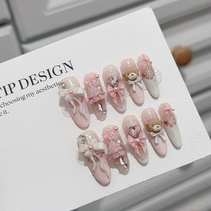 Whimsical Decorative 3D Press-On Nail Set