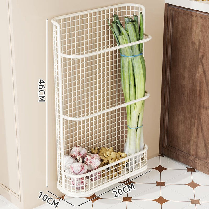 Slim Wall-Mounted Wire Grid Kitchen Vertical Storage Basket Organizer