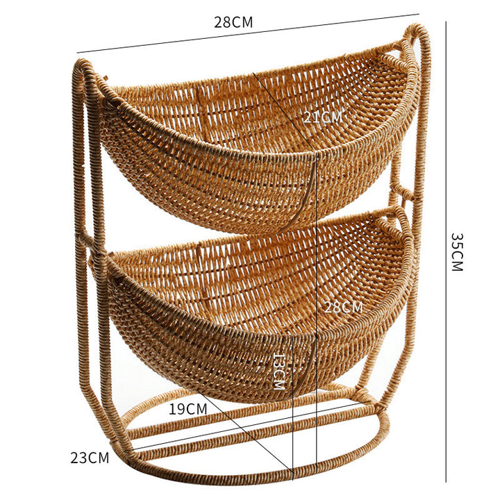 Women Two-Tier Rattan Basket Kalsten