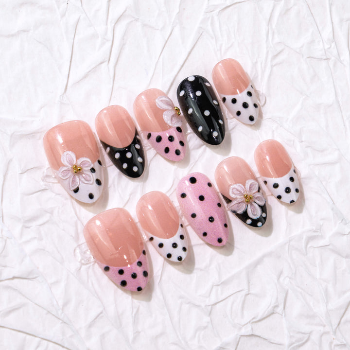 Floral and Polka Dot Press-On Nail Art Kalsten