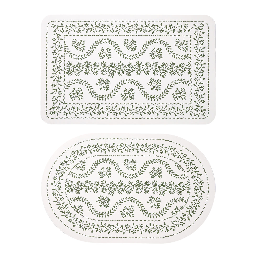Kalsten Bath Mat Set made of soft microfiber with non-slip latex backing and delicate ornamental print
