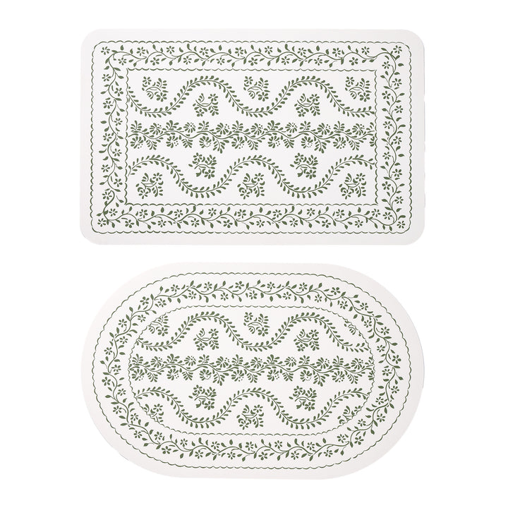 Kalsten Bath Mat Set made of soft microfiber with non-slip latex backing and delicate ornamental print