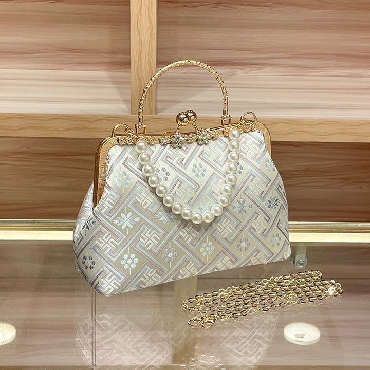 Elegant Pearl-Accented Evening Handbag