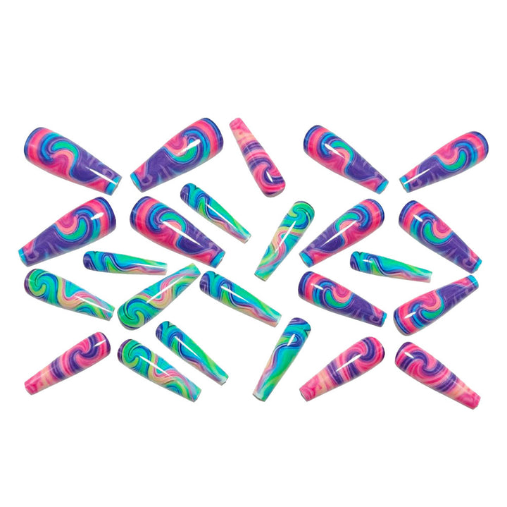 Artificial nails with colorful spiral patterns Kalsten