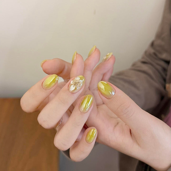Artificial nails with floral design and glossy finish Kalsten