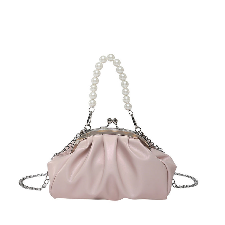 Elegant Clutch Handbag with Pearl Chain Kalsten