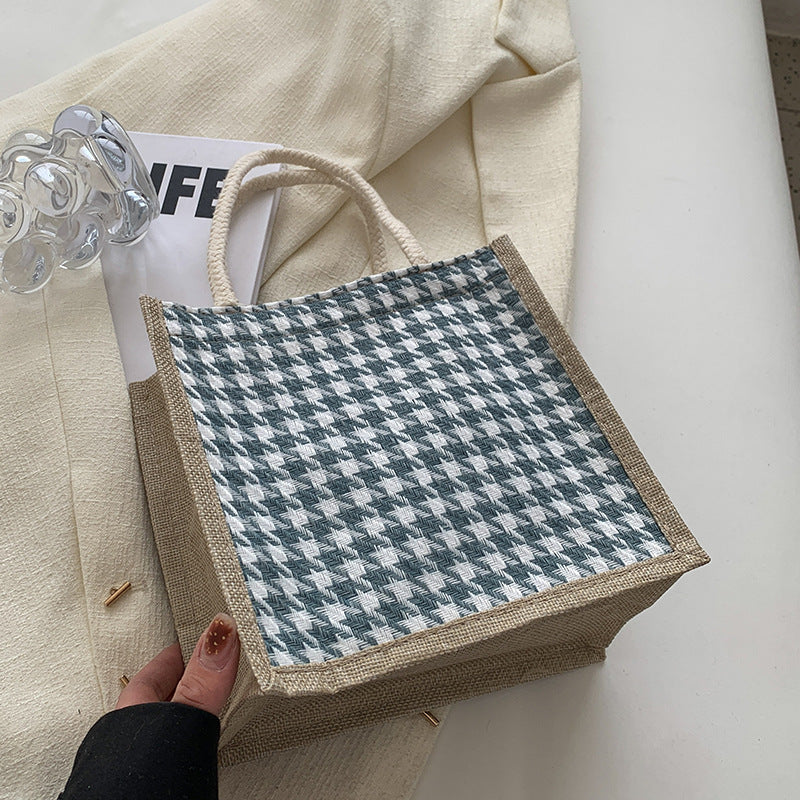 Handcrafted Houndstooth Tote Bag