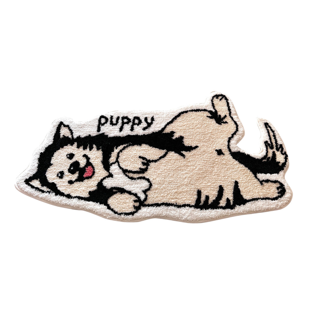 Cute Dog-Shaped Plush Bath Mat