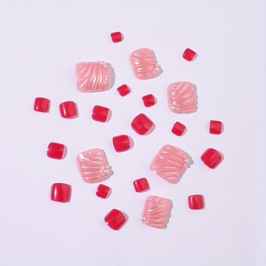 Nail art set with elegant shell designs and glitter accents Kalsten