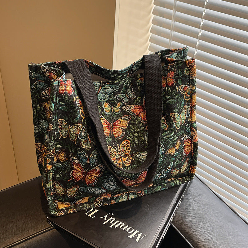 Floral Patterned Fabric Tote Bag