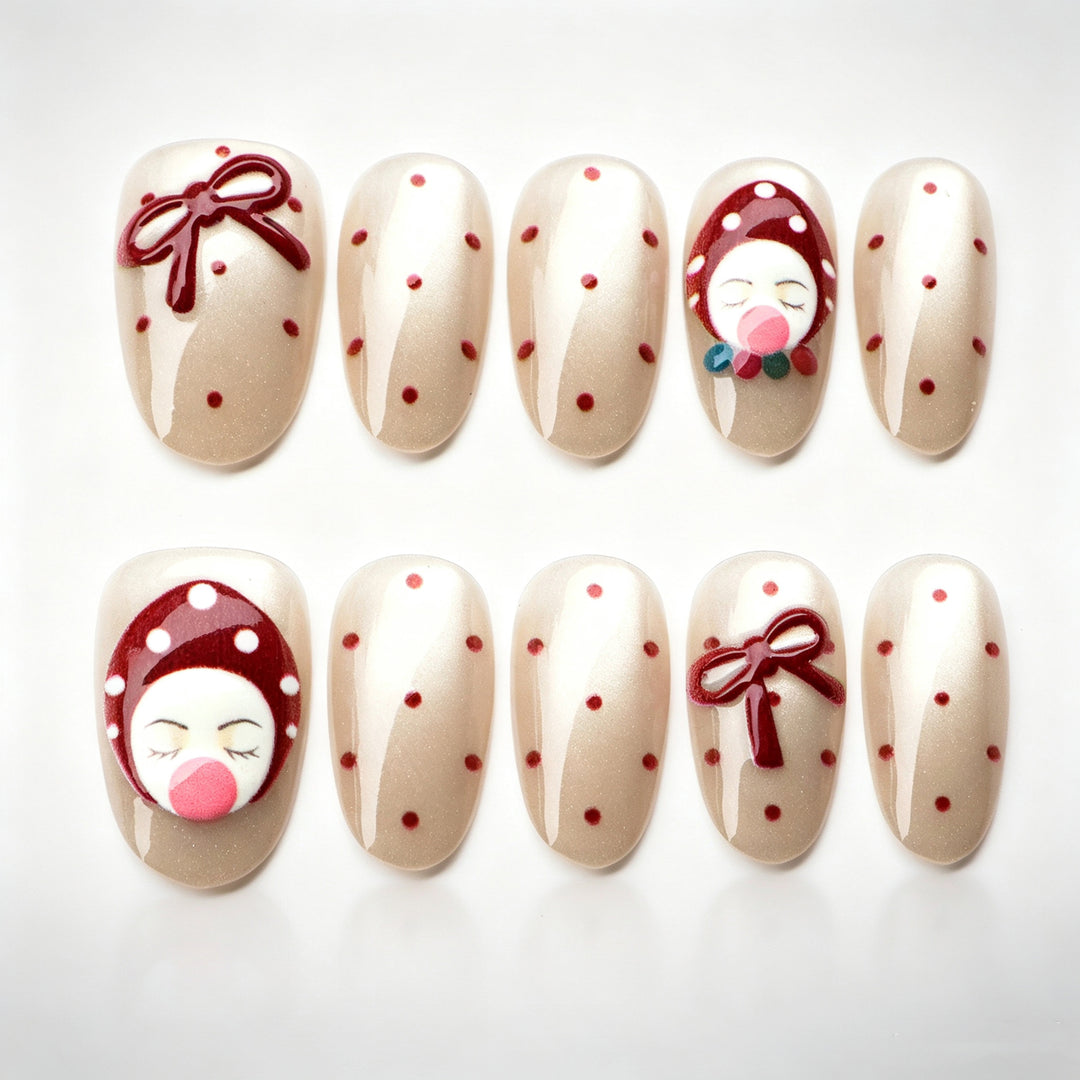 Playful Character Press-On Nail Art