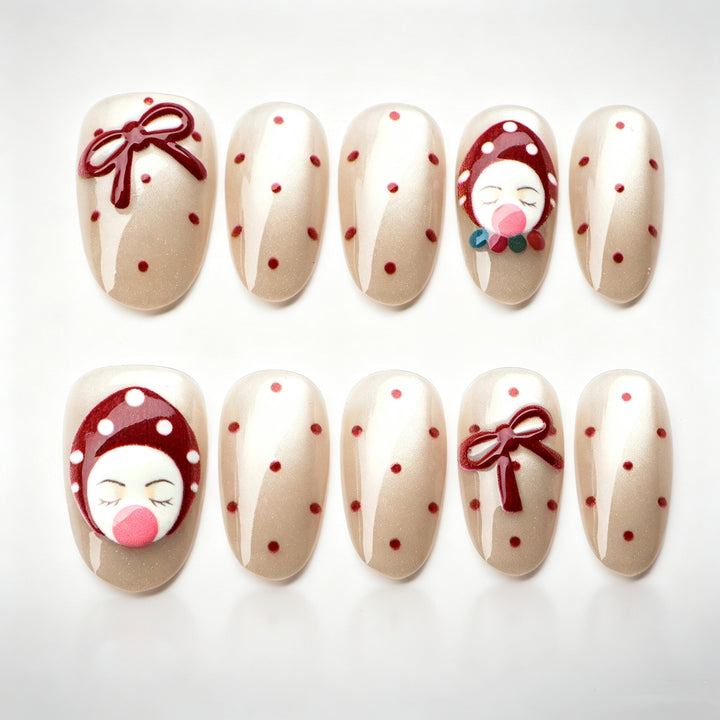 Playful Character Press-On Nail Art