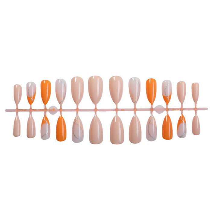 Stylish Press-On Nail Art Set with Glamorous Accents