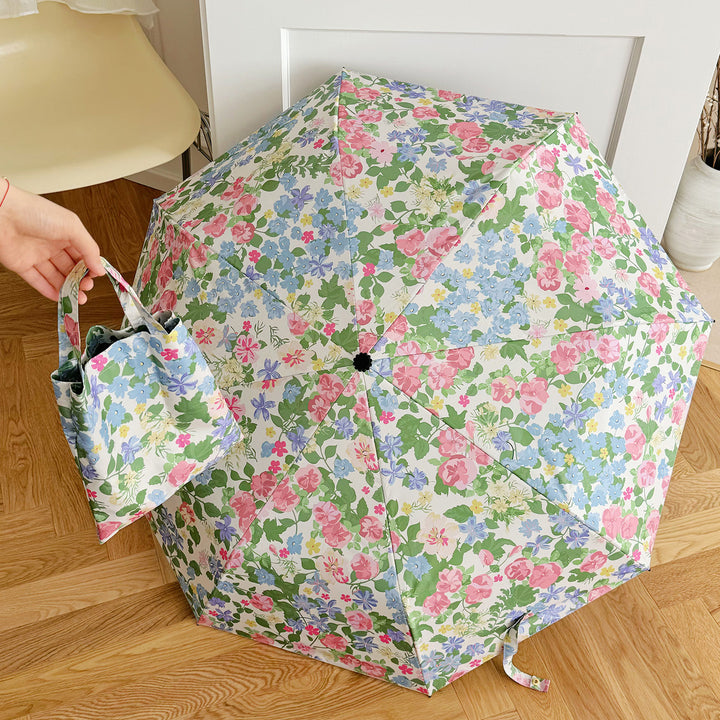 Women Folding Umbrella with Exquisite Floral Design Kalsten