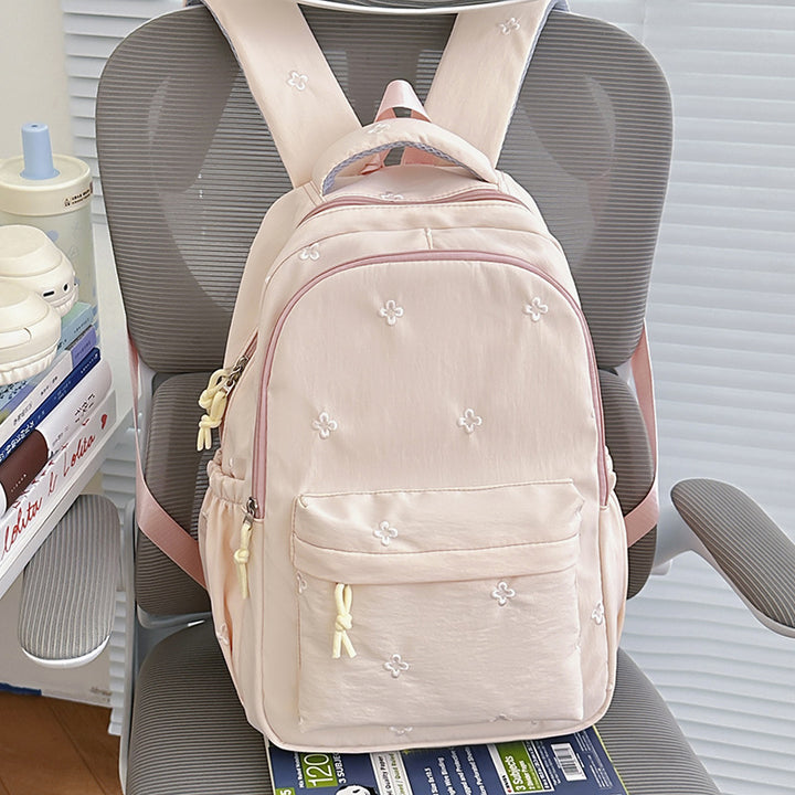 Floral-Embellished Lightweight School Backpack