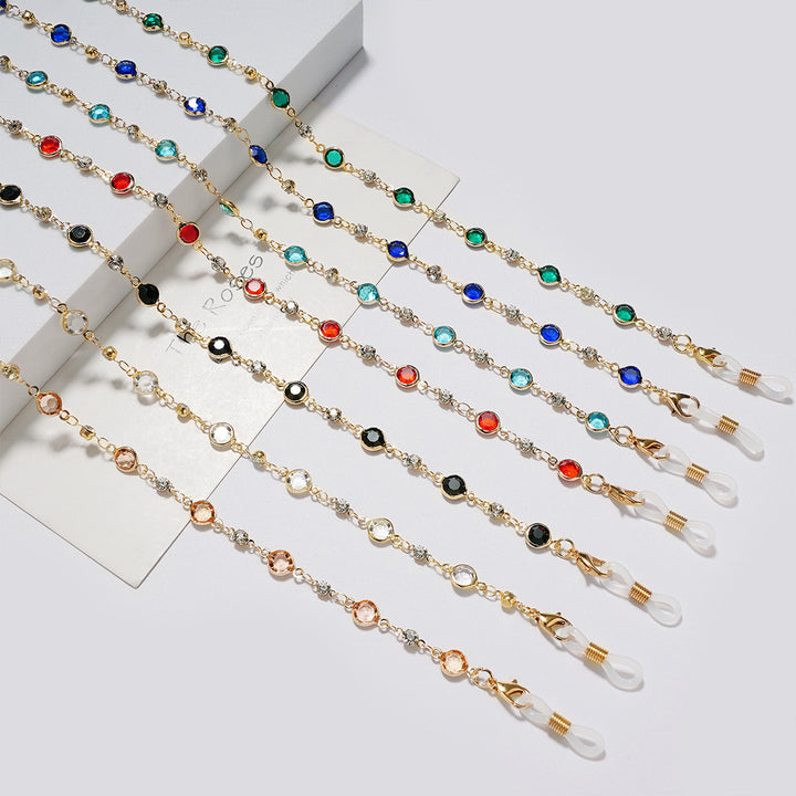 Elegant Rhinestone and Gemstone Eyewear Chain kalsten