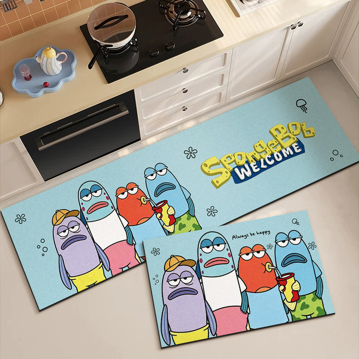 Cartoon-Themed Kitchen Runner Mat