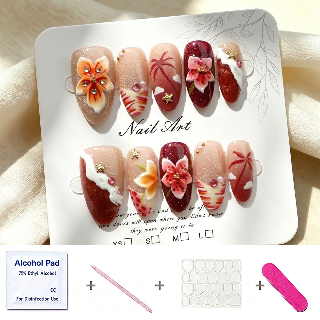 Floral-Inspired Creative Press-On Nail Art Set
