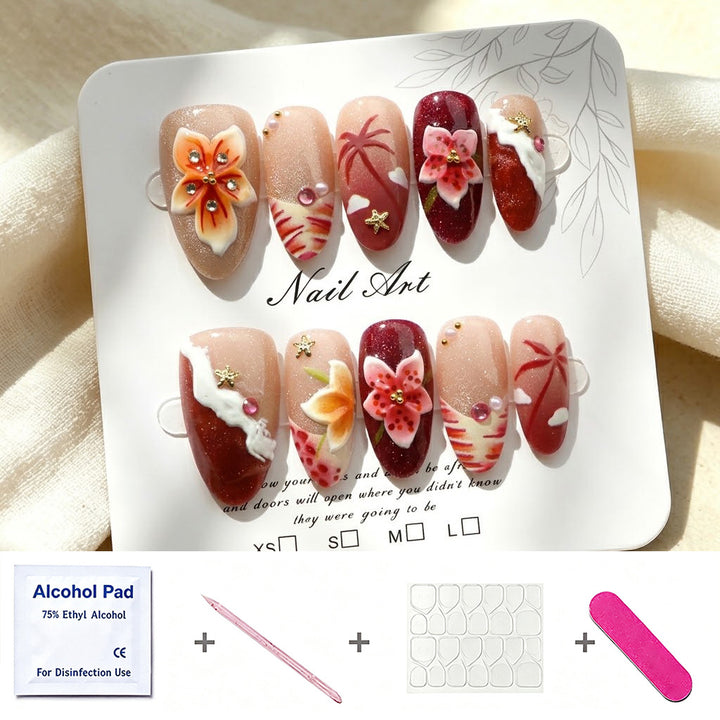Floral-Inspired Creative Press-On Nail Art Set