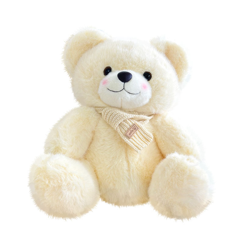 Plush Sitting Teddy Bear with Ultra-Soft Faux Fur and Knit Scarf Kalsten