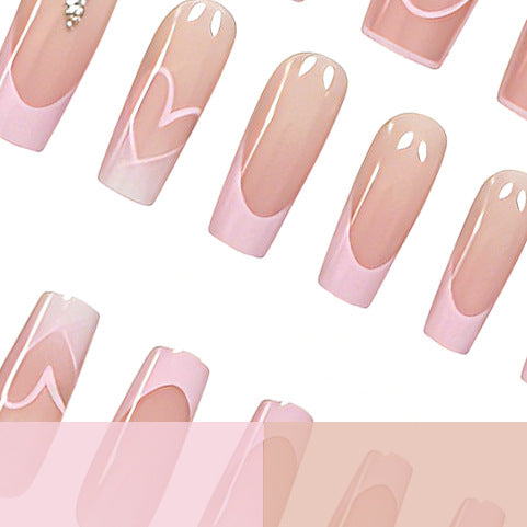 Heart-Embellished Acrylic Nail Enhancements Kalsten