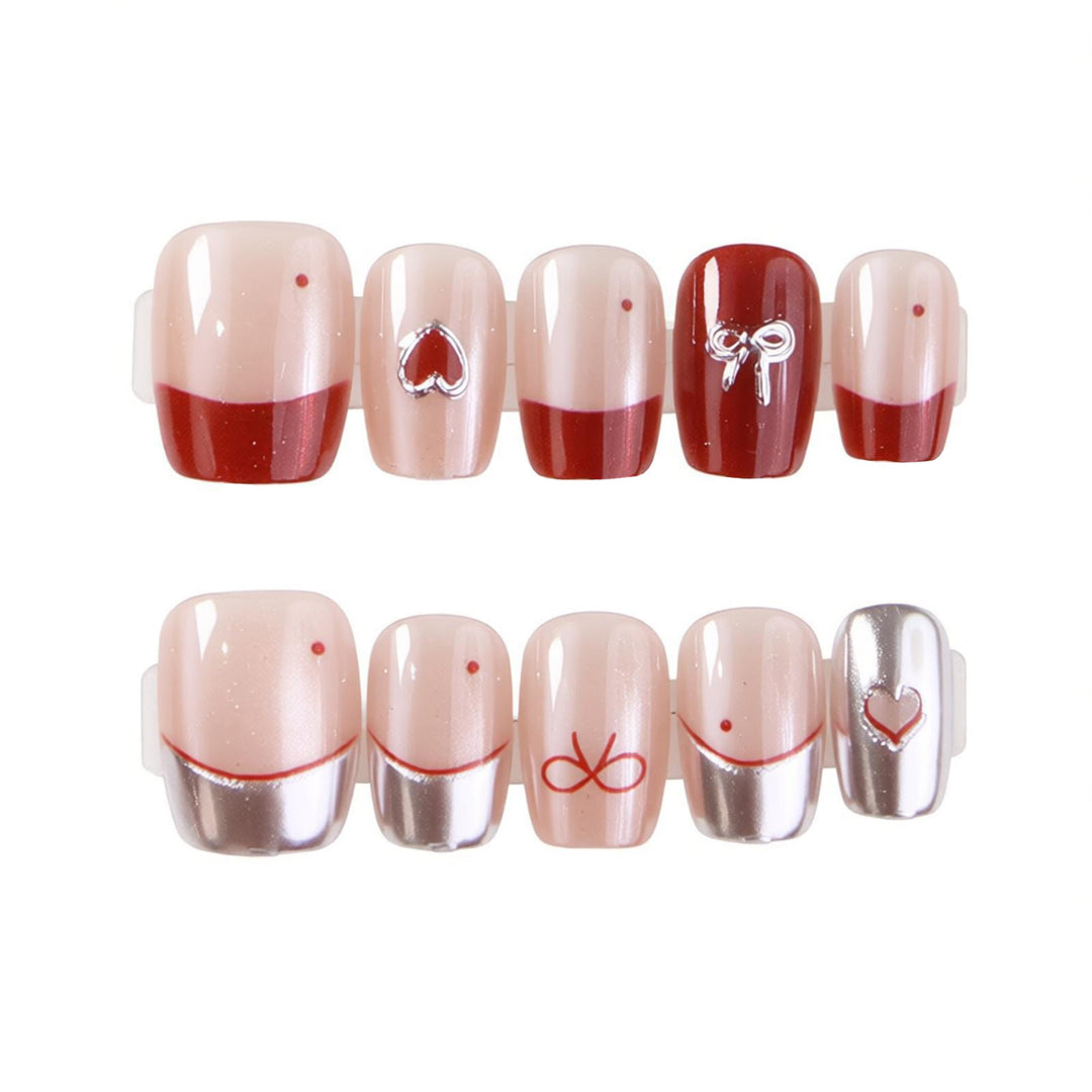 Artistic Press-On Nail Art Set with Decorative Accents Kalsten