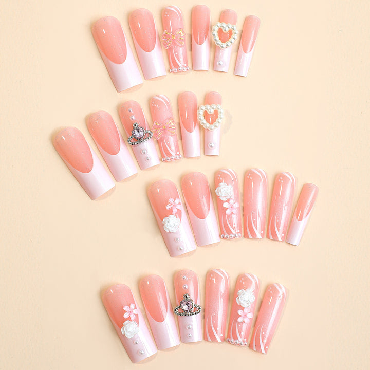 Artificial nail set with glamorous designs and decorative applications Kalsten