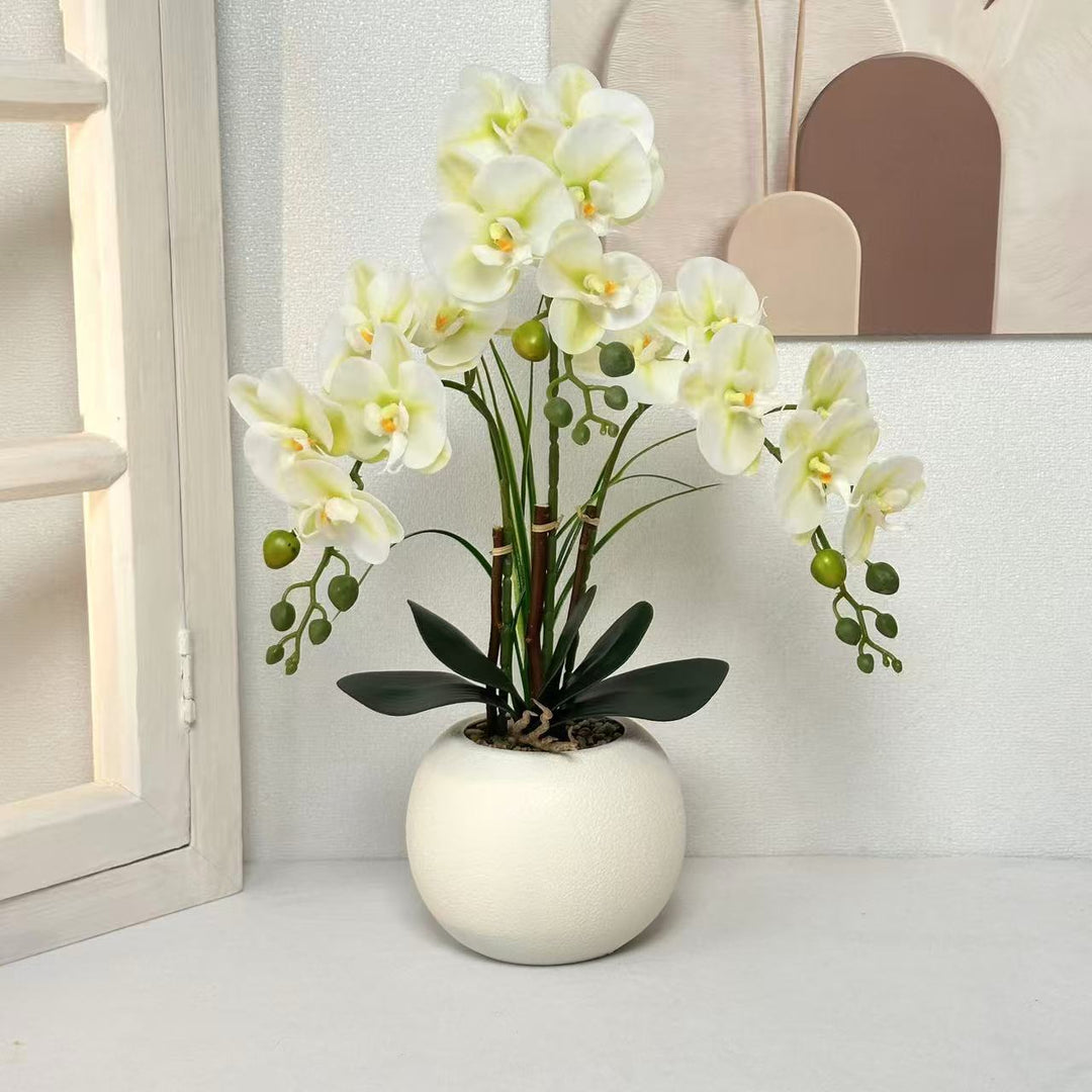 Elegant Artificial Orchid Plant Arrangement for Home Decor
