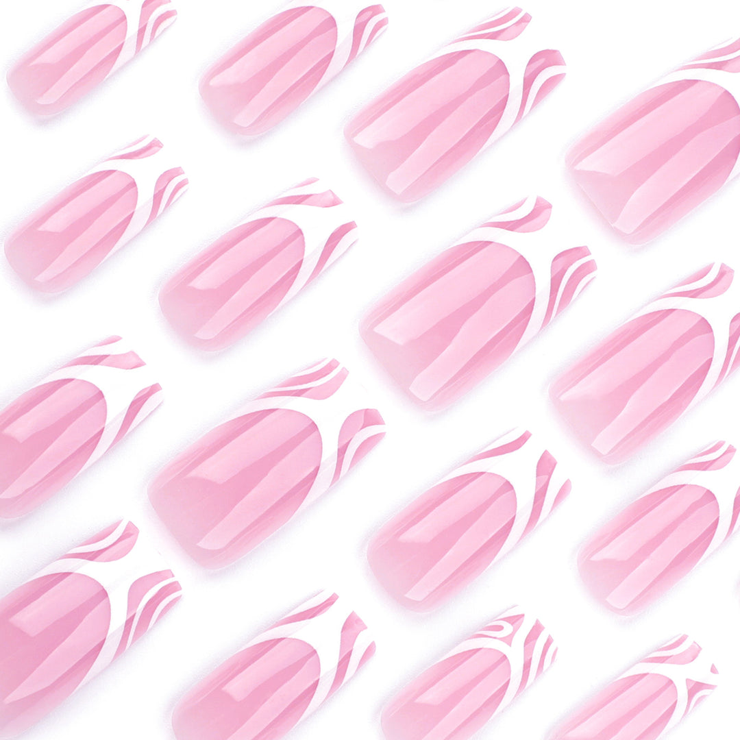 Artful nail extensions with translucent design and elegant lines Kalsten