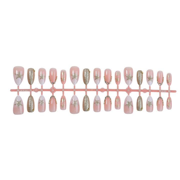 Glamorous Press-On Nail Art Set with Rhinestone Accents Kalsten
