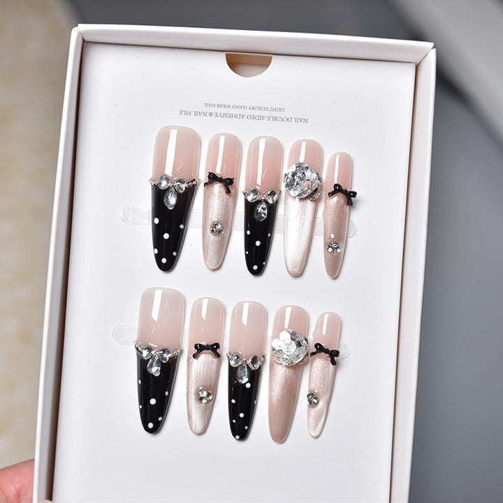 Premium Crystal-Decorated Stiletto Press-On Nail Extensions Kalsten