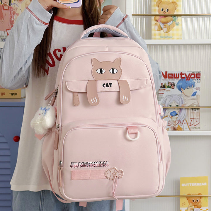 Playful Cat-Themed School Backpack Kalsten