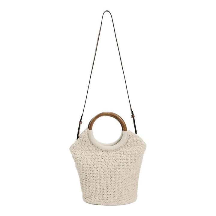 Handcrafted tote bag with round wooden handle Kalsten