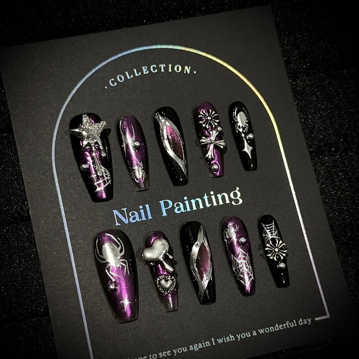 Artistic Spider-Themed Press-On Nail Art Set
