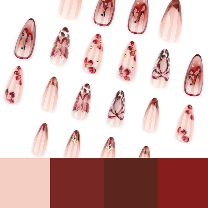 Artful Nail Extensions with Floral Accents Kalsten