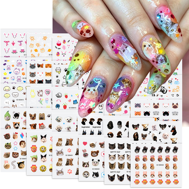 Cat Themed Nail Art Decals