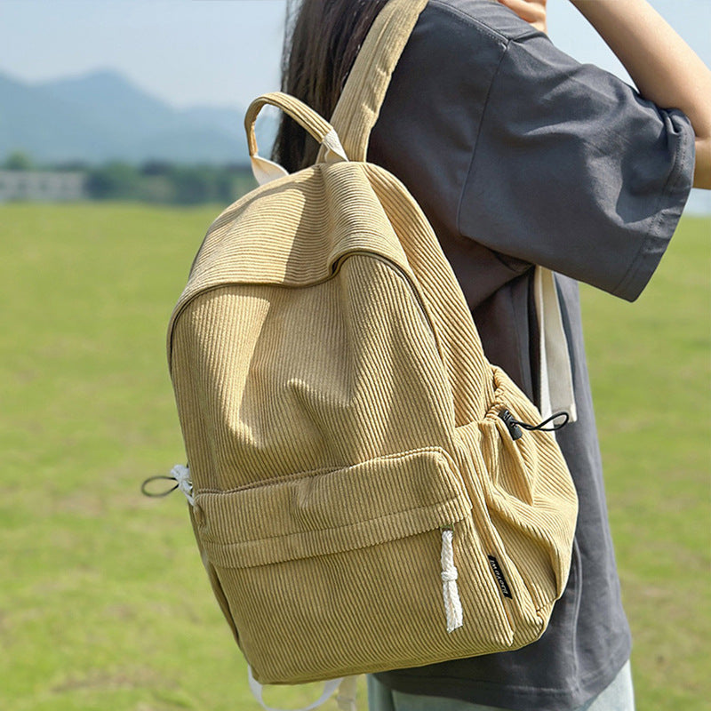 Corduroy Textured Casual Backpack Kalsten