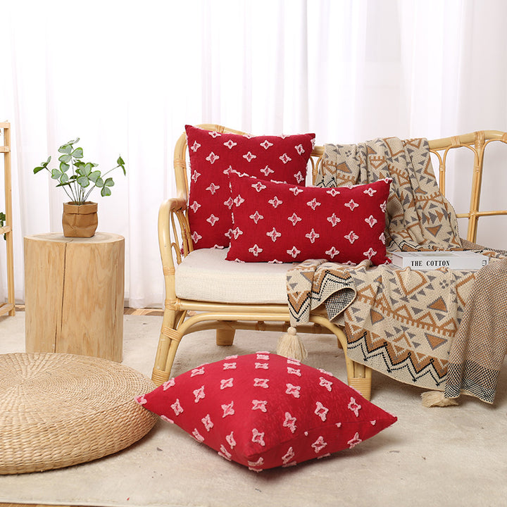 Bohemian Embroidered Square and Lumbar Throw Pillow Cover Set